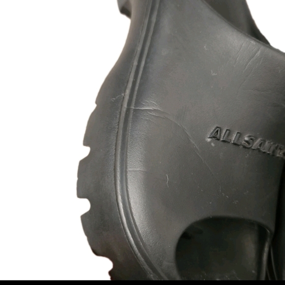 All Saints Women's Black Eclipse Flatform Logo Trendy Casual Rubber Slides 6 - Picture 12 of 14